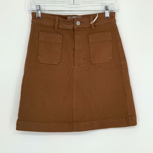 Everlane‎ Women's The Patch Pocket Skirt Size 00 Ochre - Picture 5 of 11